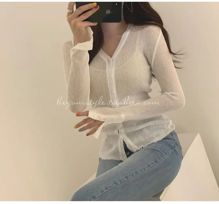 Mint Green Knit Button Cardigan for Women — feature 18
