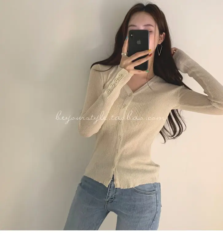 Mint Green Knit Button Cardigan for Women — feature 19
