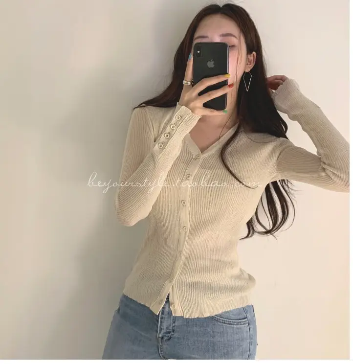 Mint Green Knit Button Cardigan for Women — feature 21