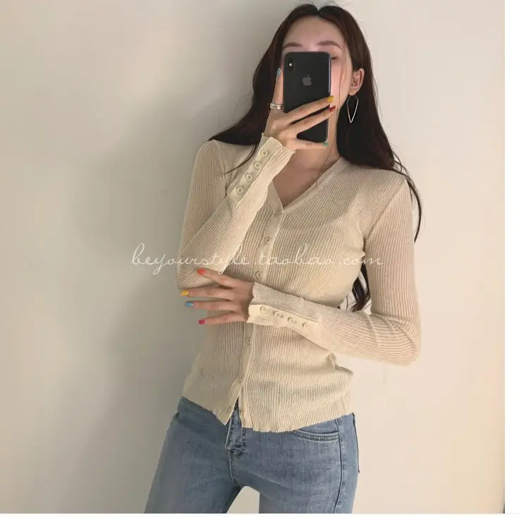 Mint Green Knit Button Cardigan for Women — feature 23