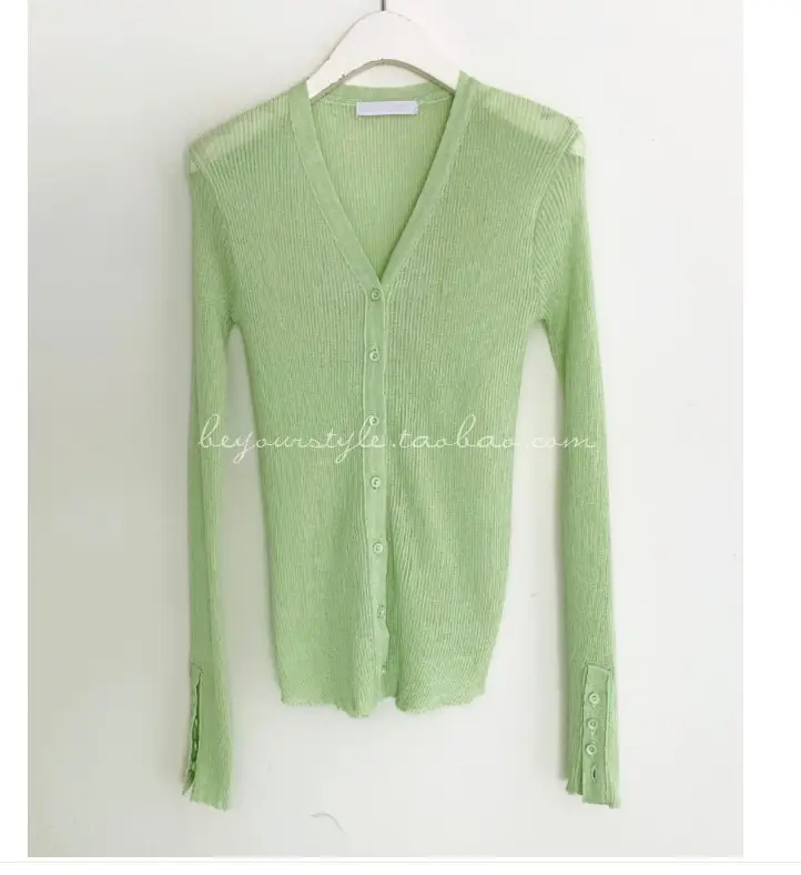Mint Green Knit Button Cardigan for Women — feature 26