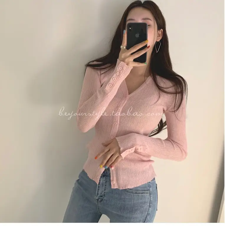 Mint Green Knit Button Cardigan for Women — feature 8