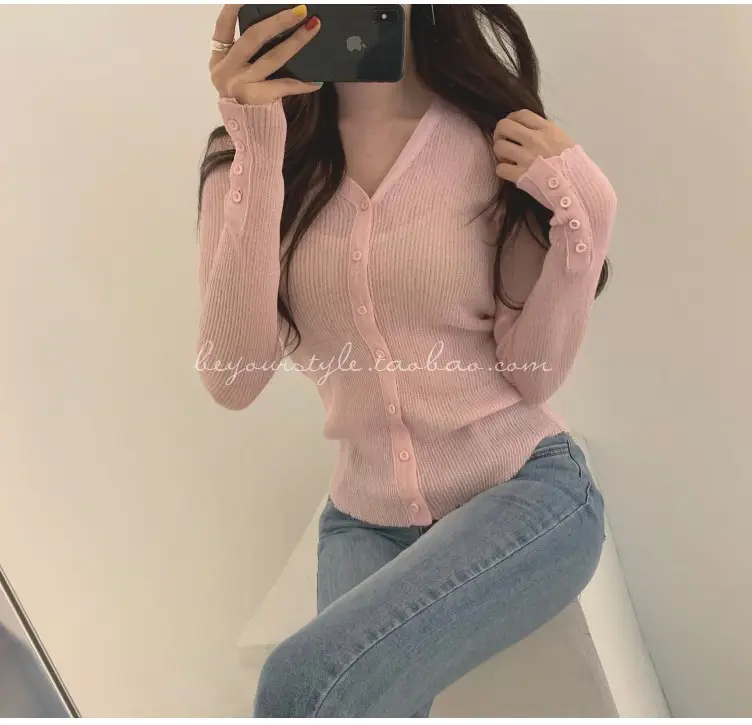 Mint Green Knit Button Cardigan for Women — feature 9