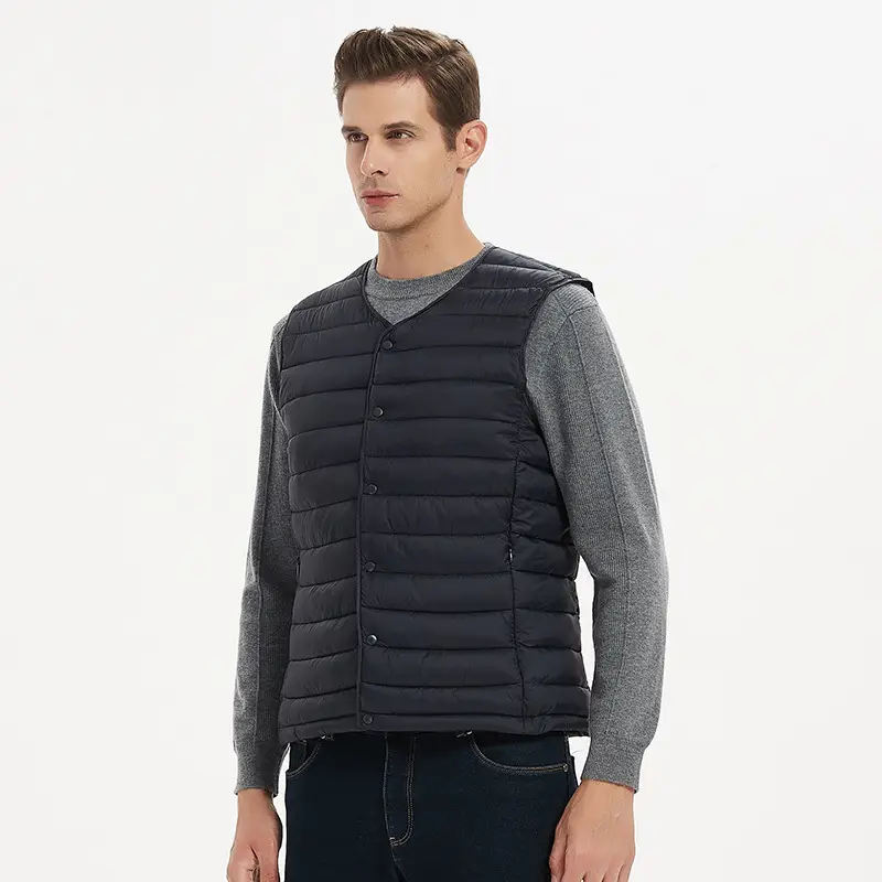 Men Sleeveless Down Cotton Vest Navy Blue Winter Innerwear - Image 9