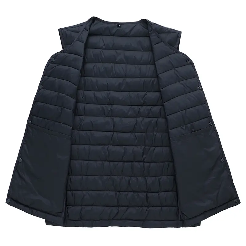 Men Sleeveless Down Cotton Vest Navy Blue Winter Innerwear - Image 11