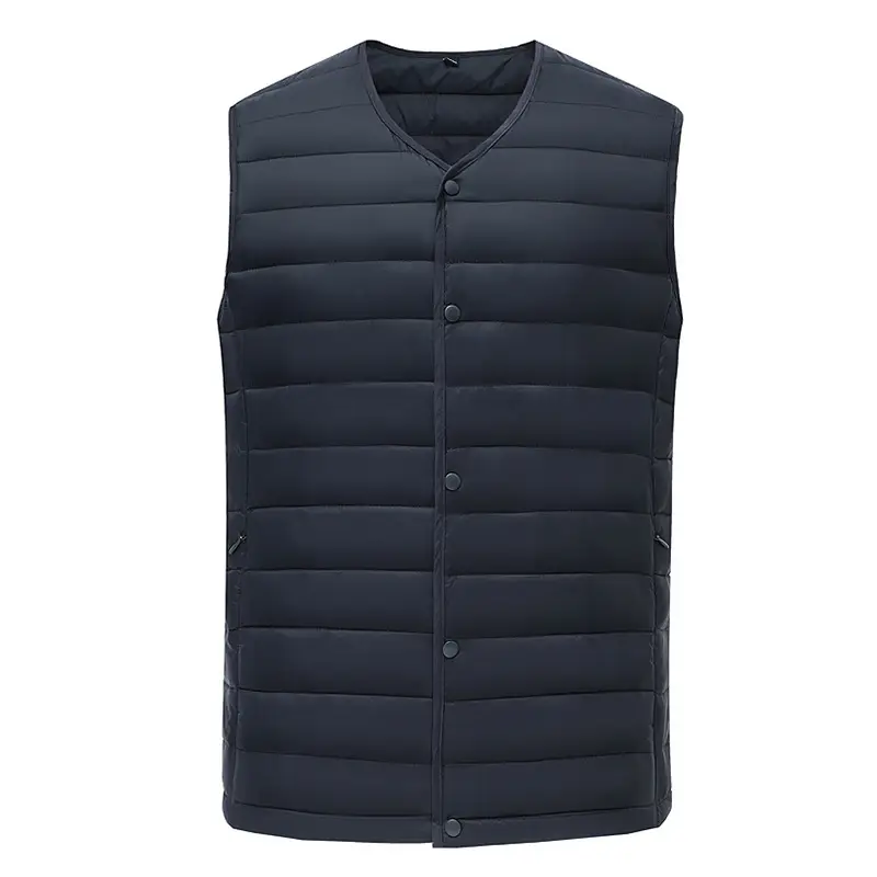 Men Sleeveless Down Cotton Vest Navy Blue Winter Innerwear - Image 12