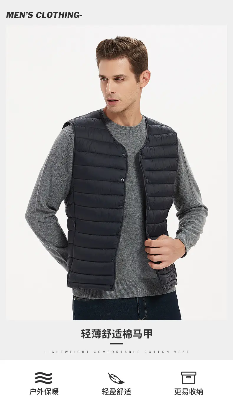 Men Sleeveless Down Cotton Vest Navy Blue Winter Innerwear — feature 16