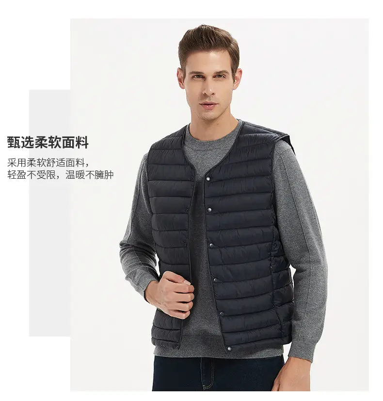 Men Sleeveless Down Cotton Vest Navy Blue Winter Innerwear — feature 19