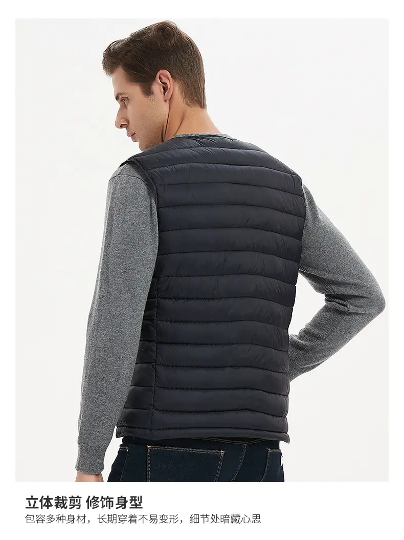Men Sleeveless Down Cotton Vest Navy Blue Winter Innerwear — feature 20