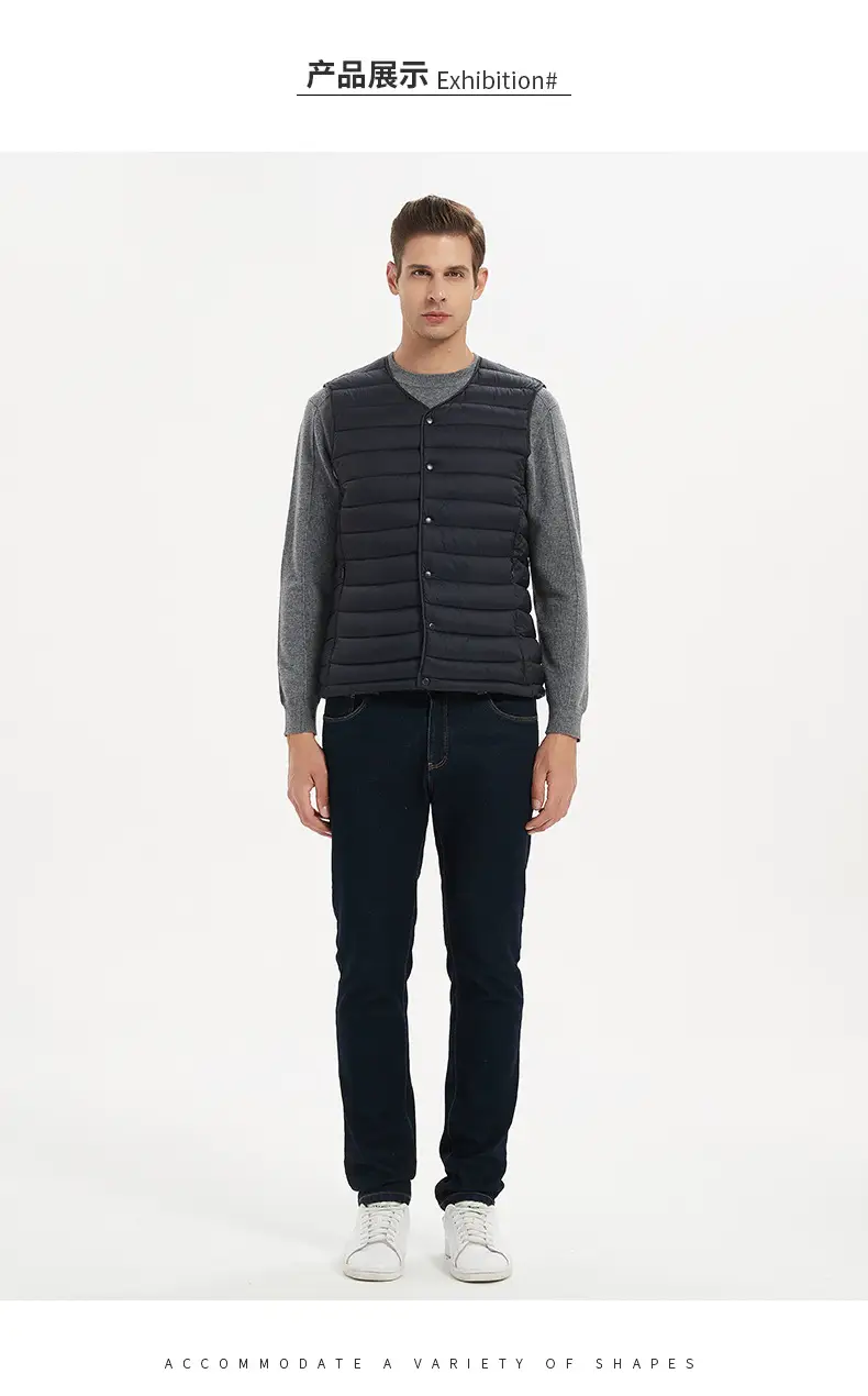 Men Sleeveless Down Cotton Vest Navy Blue Winter Innerwear — feature 22