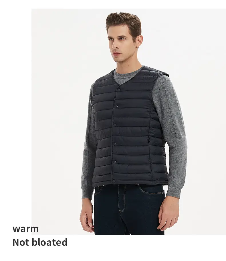 Men Sleeveless Down Cotton Vest Navy Blue Winter Innerwear — feature 23