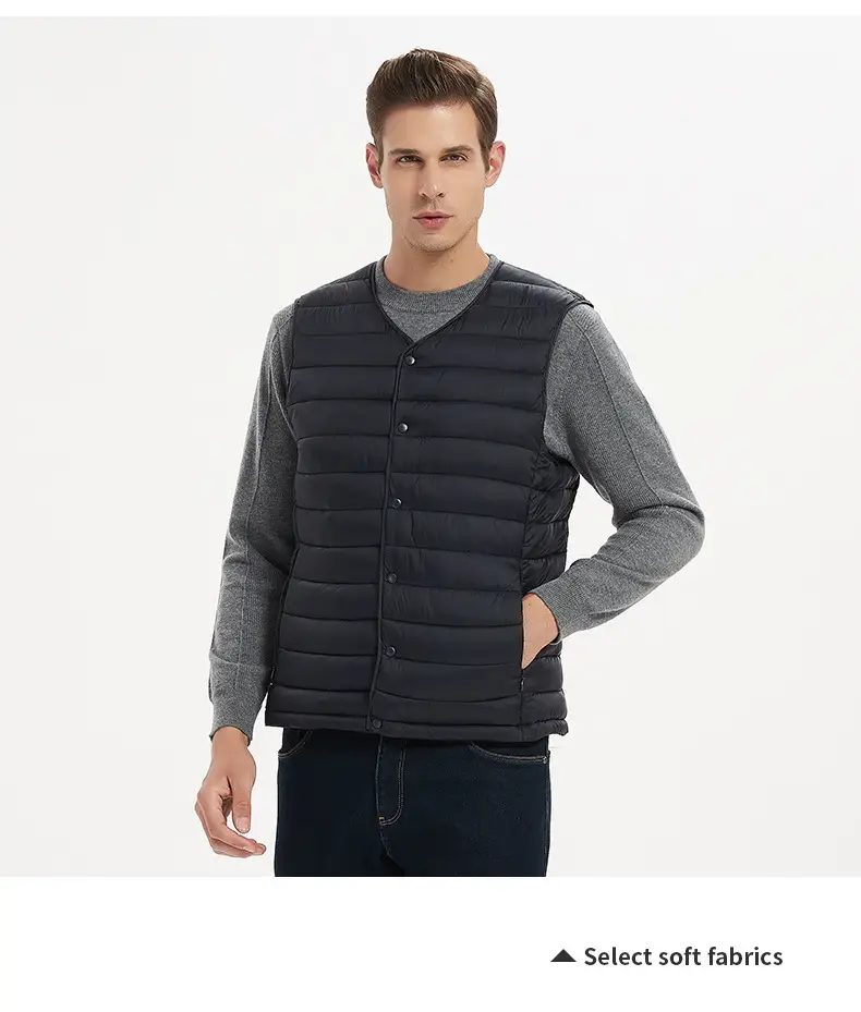 Men Sleeveless Down Cotton Vest Navy Blue Winter Innerwear — feature 24