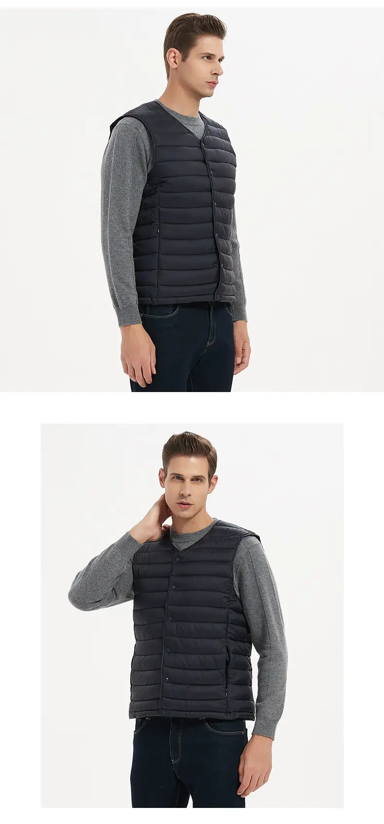 Men Sleeveless Down Cotton Vest Navy Blue Winter Innerwear — feature 25