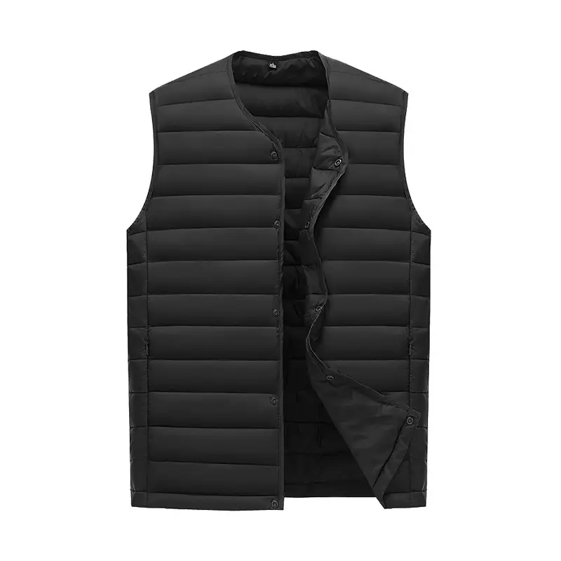 Men Sleeveless Down Cotton Vest Navy Blue Winter Innerwear - Image 3
