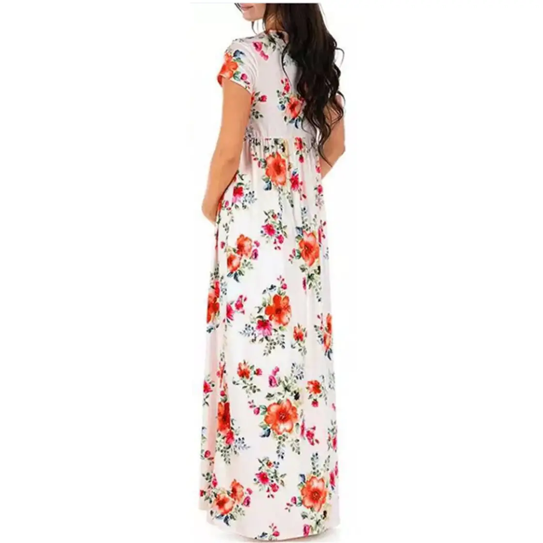Pregnant Women Floral Cross V Neck Dress - Image 4