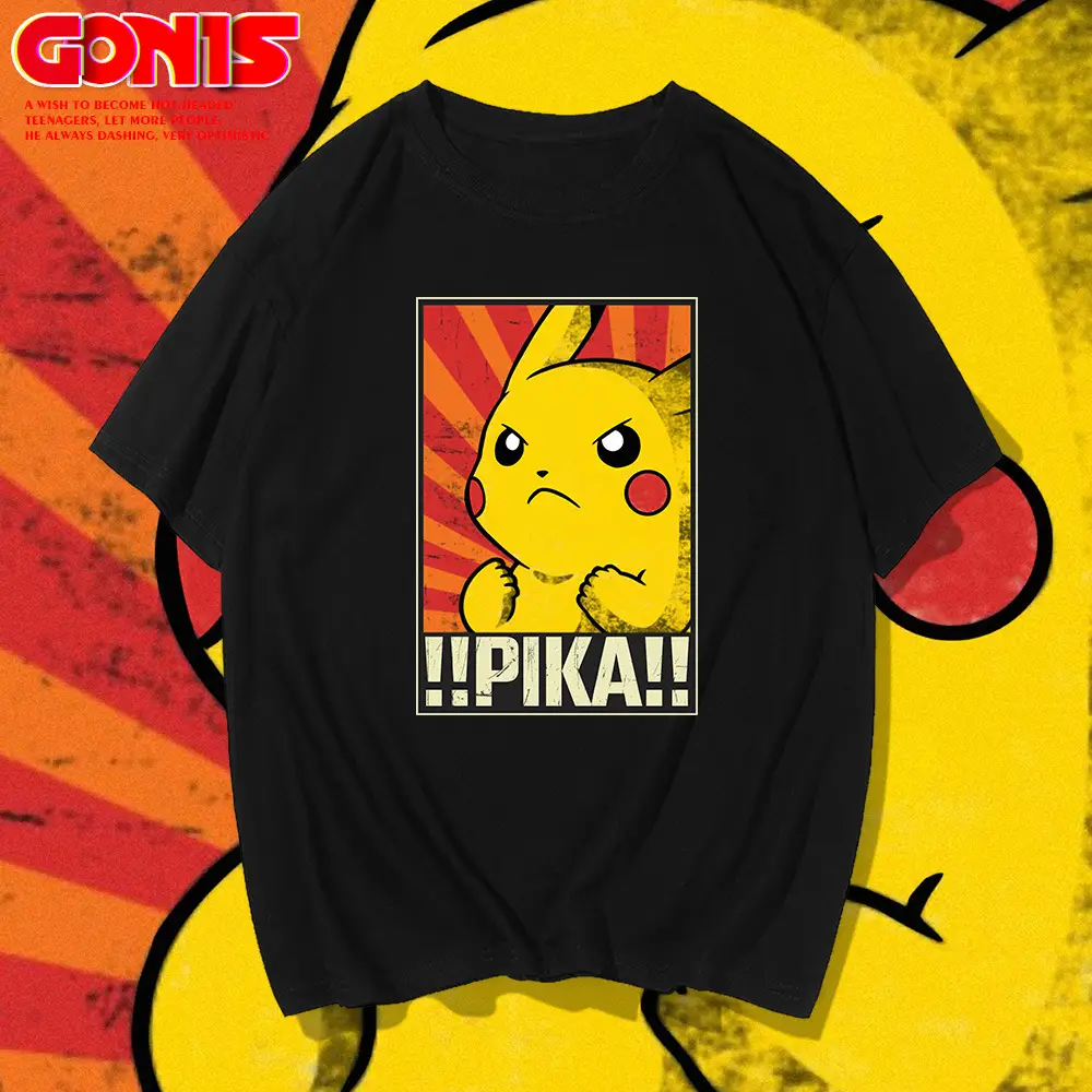 Men Women Pikachu T-Shirt Blue Anime Design