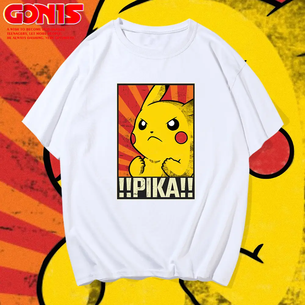 Men Women Pikachu T-Shirt Blue Anime Design