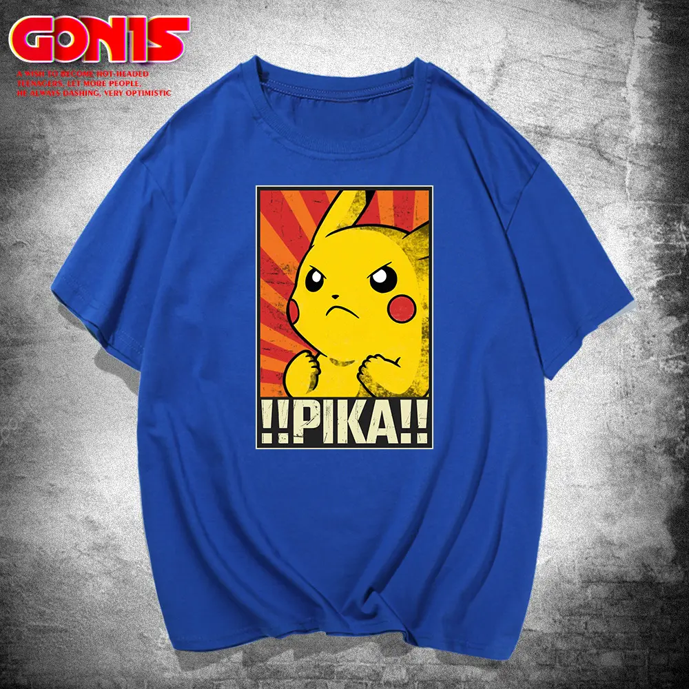 Men Women Pikachu T-Shirt Blue Anime Design