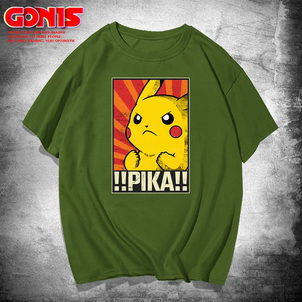 Men Women Pikachu T-Shirt Blue Anime Design