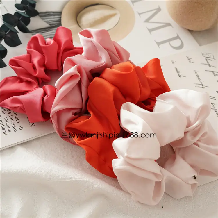 Pink Silk Hair Scrunchies for Women - Image 10