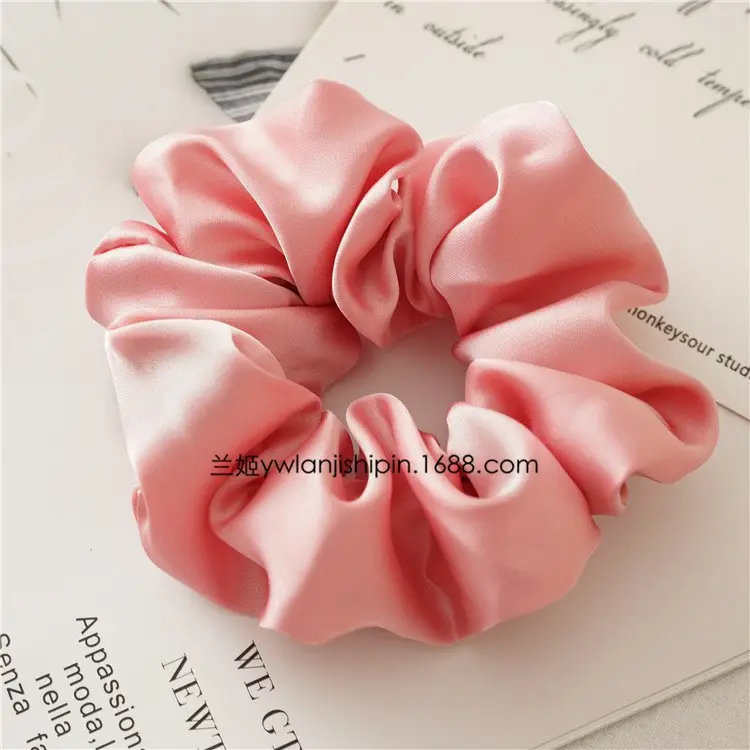 Pink Silk Hair Scrunchies for Women - Image 6