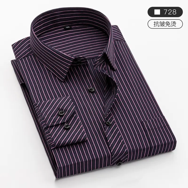 Men Pink Striped Long Sleeve Shirt with Embroidered Logo - Image 19
