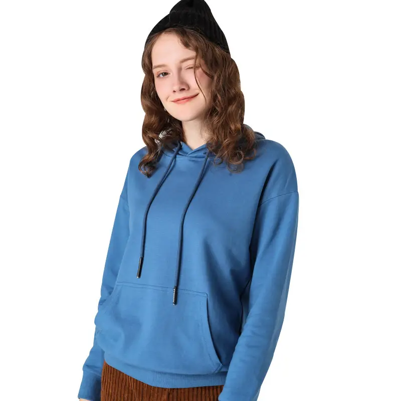 Women Long Sleeve Hooded Sweatshirt Beige Cotton Winter Warm - Image 15