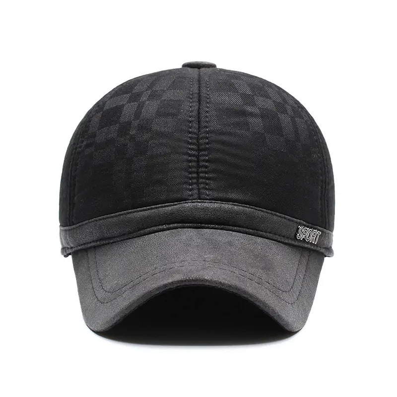 Men's Winter Baseball Cap Blue Grey Soft Ear Protection - Image 4