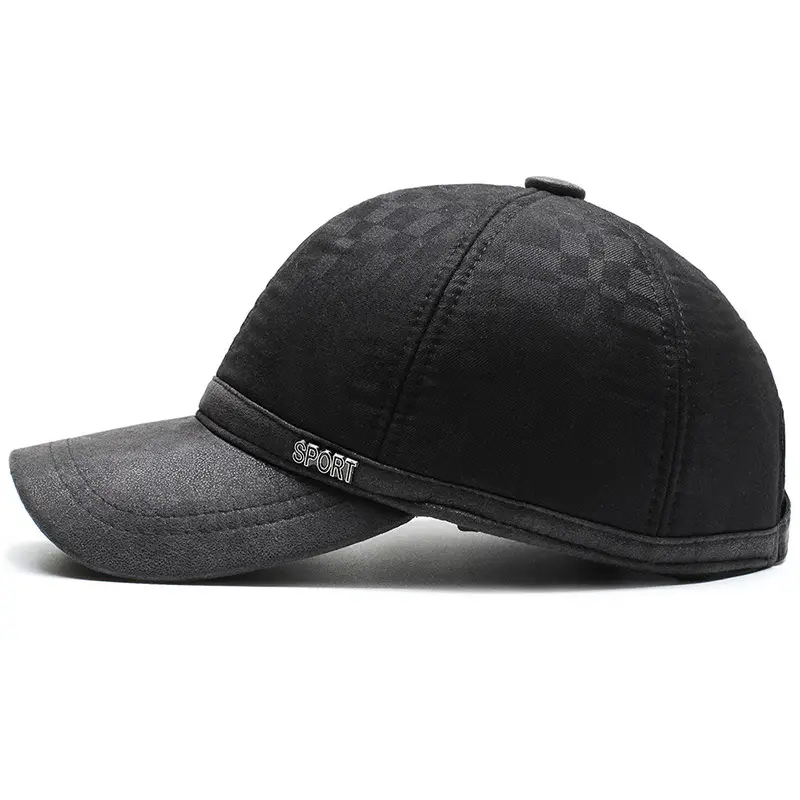 Men's Winter Baseball Cap Blue Grey Soft Ear Protection - Image 5