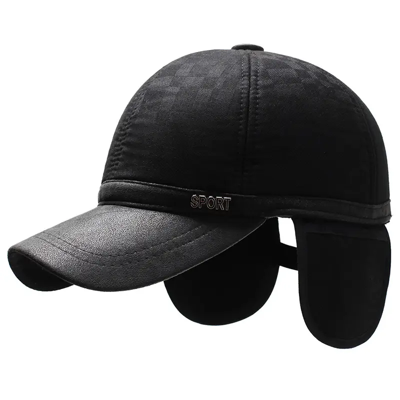Men's Winter Baseball Cap Blue Grey Soft Ear Protection - Image 7