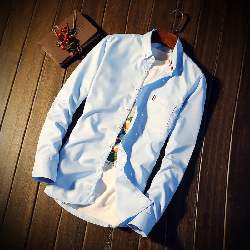 Men's White Slim Fit Long Sleeve Shirt with Button Front - Image 5
