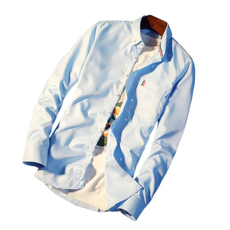Men's White Slim Fit Long Sleeve Shirt with Button Front - Image 8