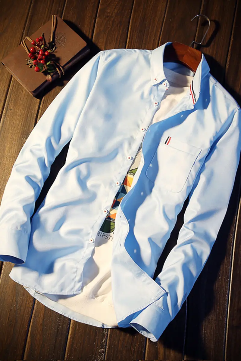 Men's White Slim Fit Long Sleeve Shirt with Button Front - Image 10