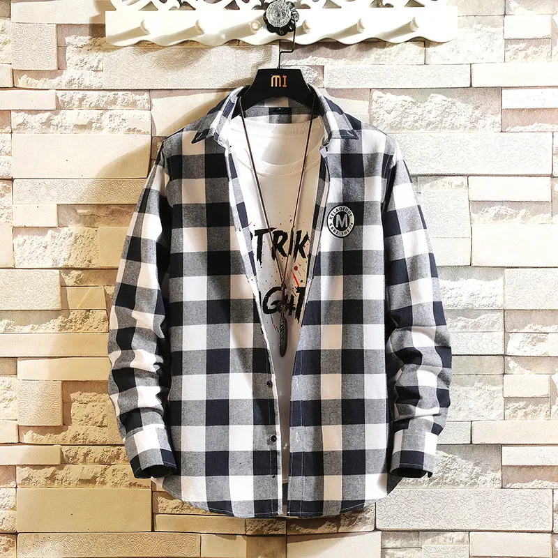 Men's Black White Plaid Jacket Short Sleeve Casual Wear - Image 5