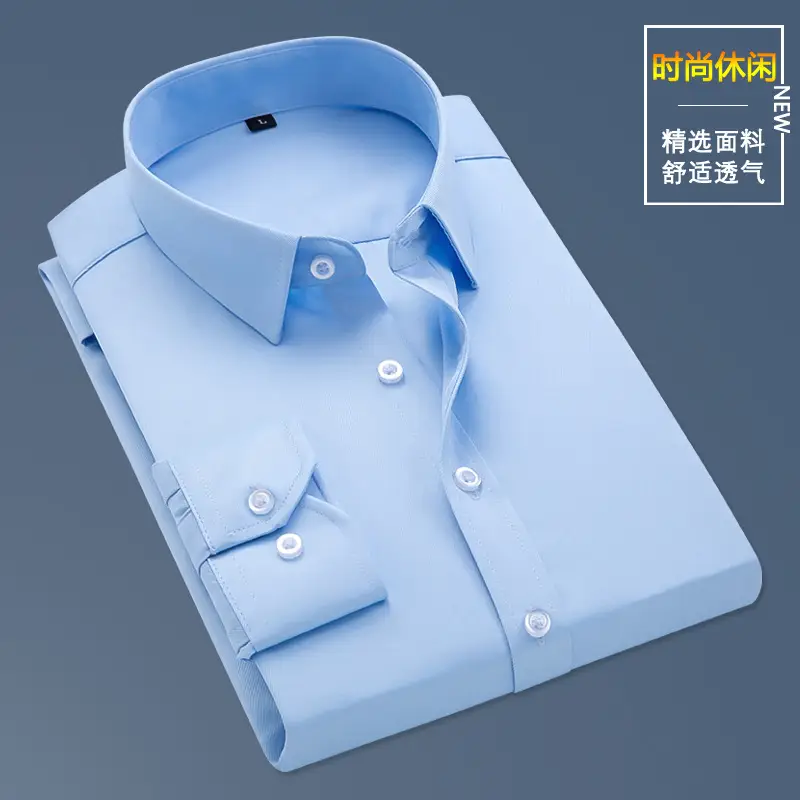 Men's Pink Long Sleeve Shirt Solid Color 2021 - Image 5