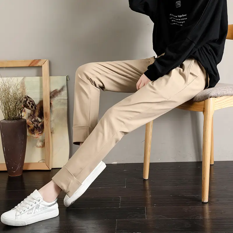 Cotton Maternity Pants Beige for Pregnant Women