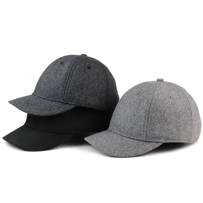 Men's Black Wool Cap Winter Warm Casual - Image 5