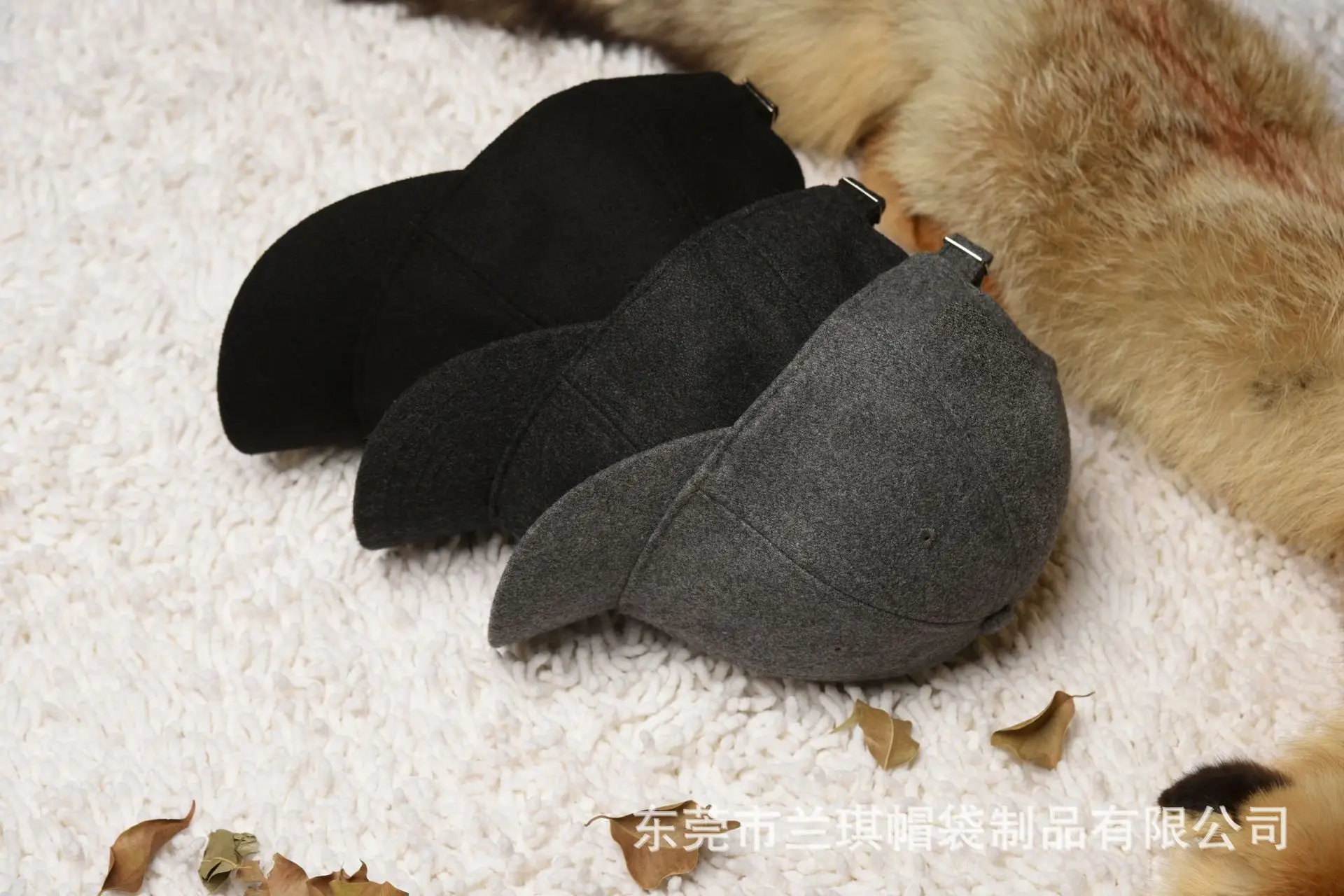 Men's Black Wool Cap Winter Warm Casual — feature 21