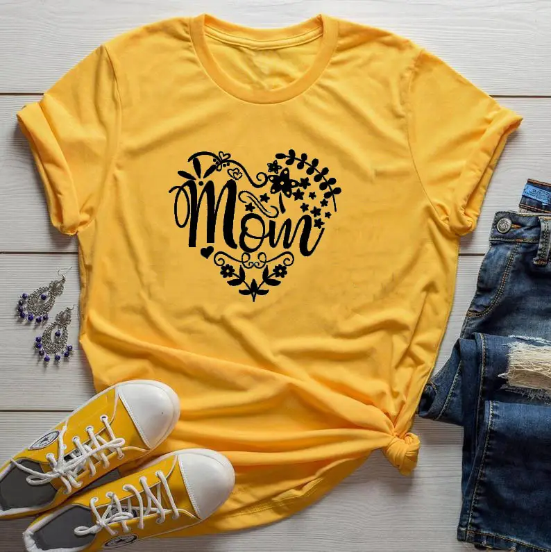 Mom Heart Design T-Shirt Grey Knotted - Image 9