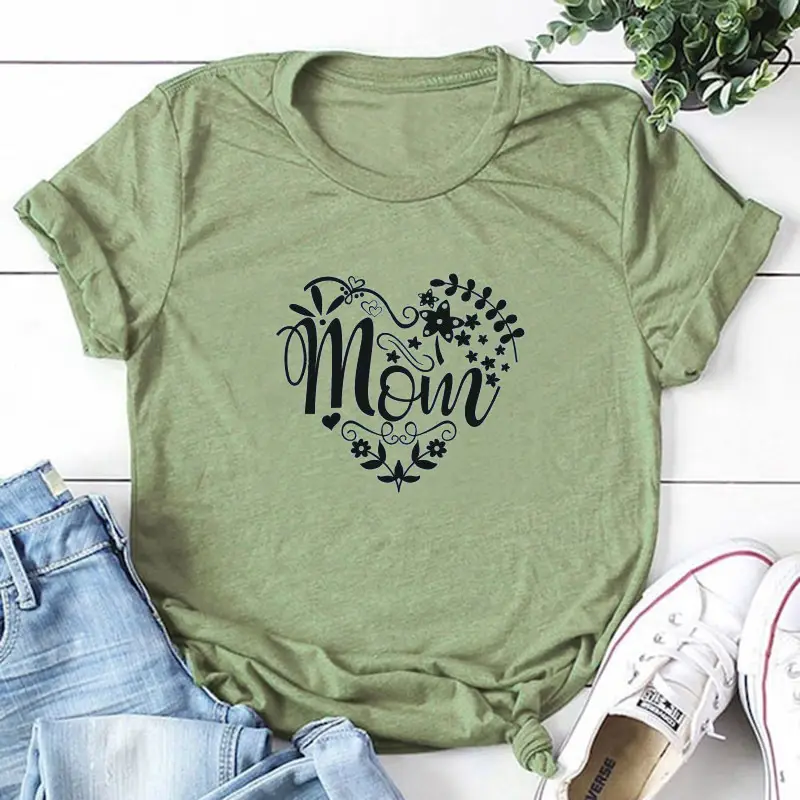 Mom Heart Design T-Shirt Grey Knotted - Image 7