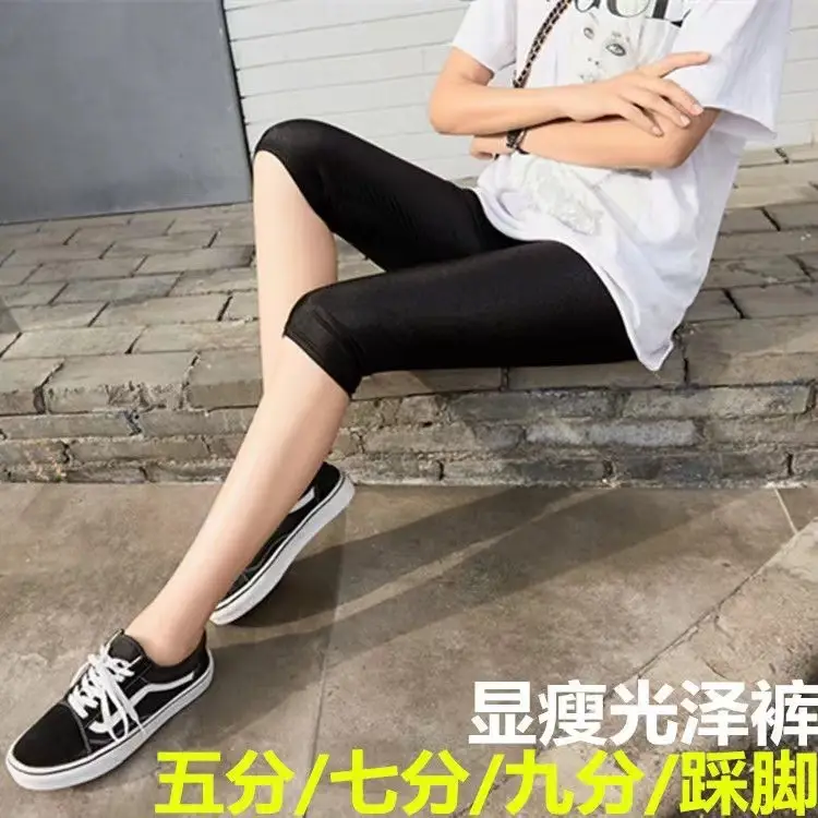 Black Ultra-Thin Cropped Leggings Women Plus Size - Image 6