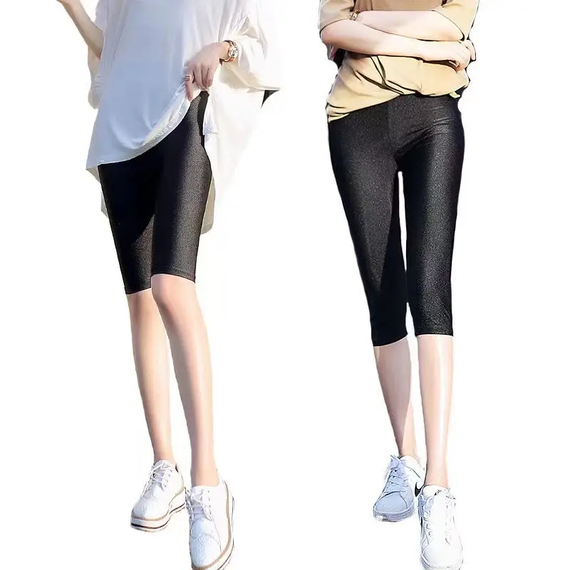 Black Ultra-Thin Cropped Leggings Women Plus Size - Image 9