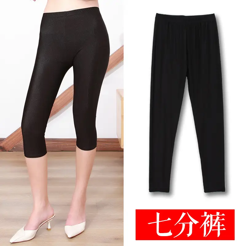 Black Ultra-Thin Cropped Leggings Women Plus Size - Image 2