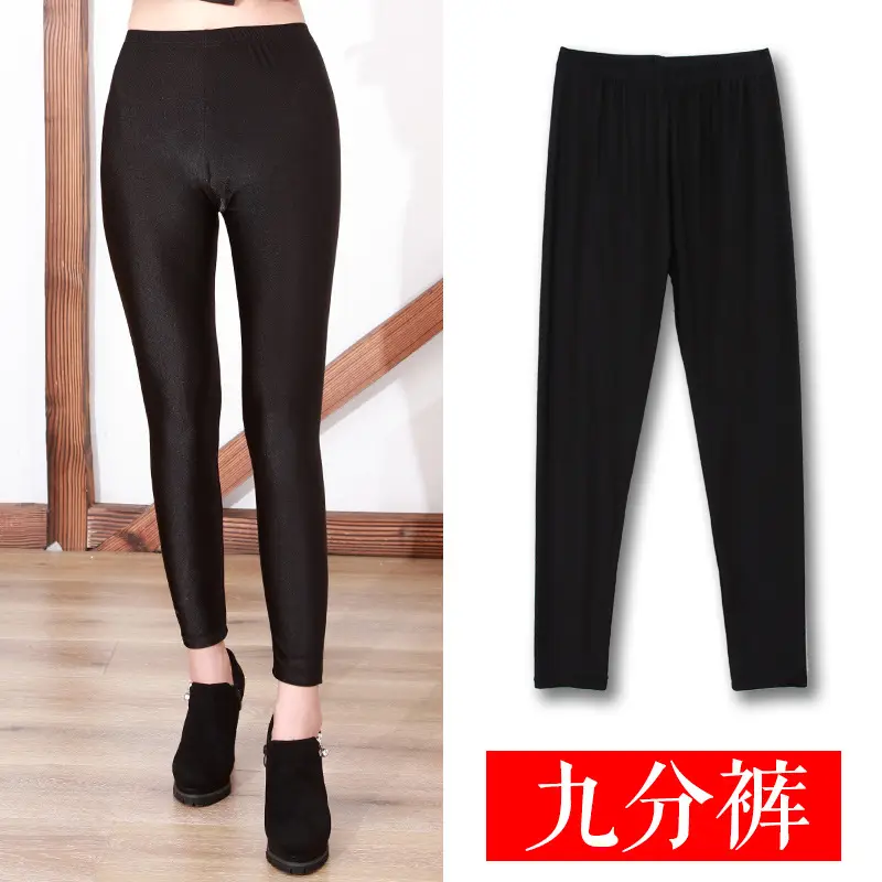 Black Ultra-Thin Cropped Leggings Women Plus Size - Image 3