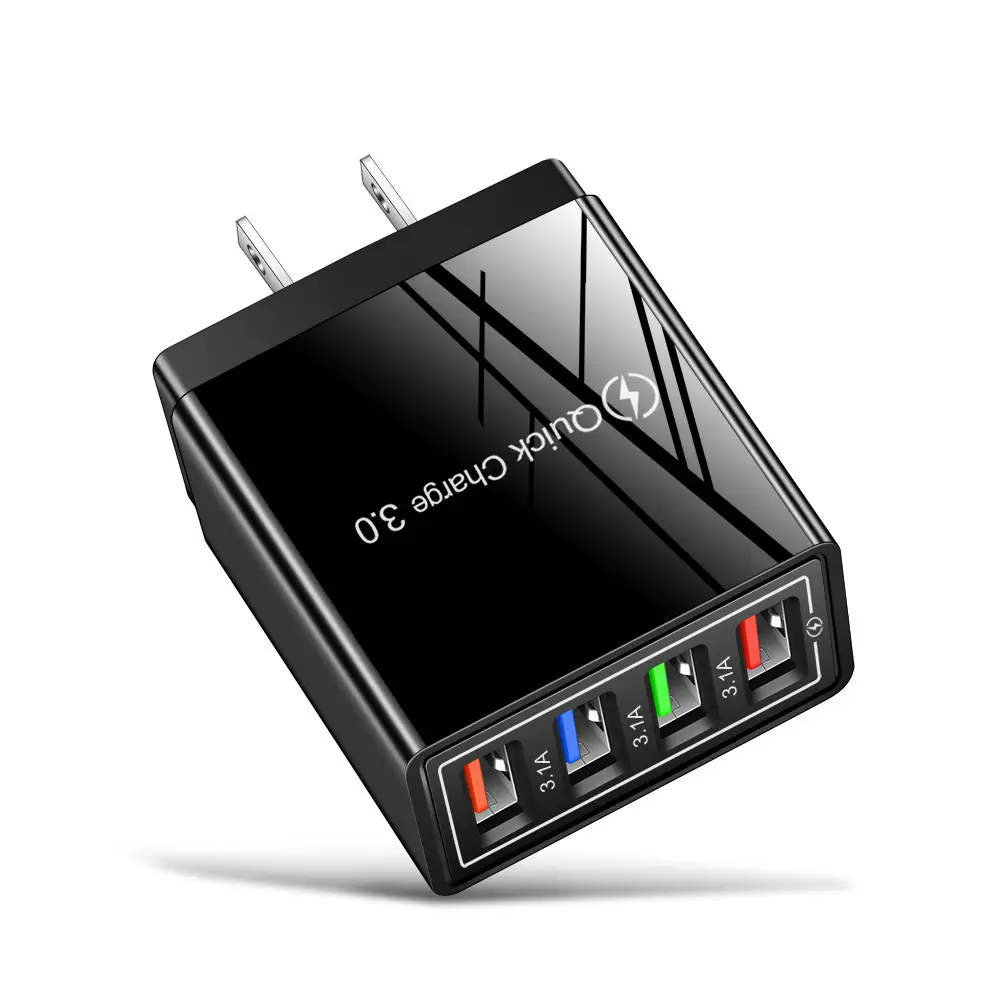 4USB Colorful Charging Head with LED Light 3A