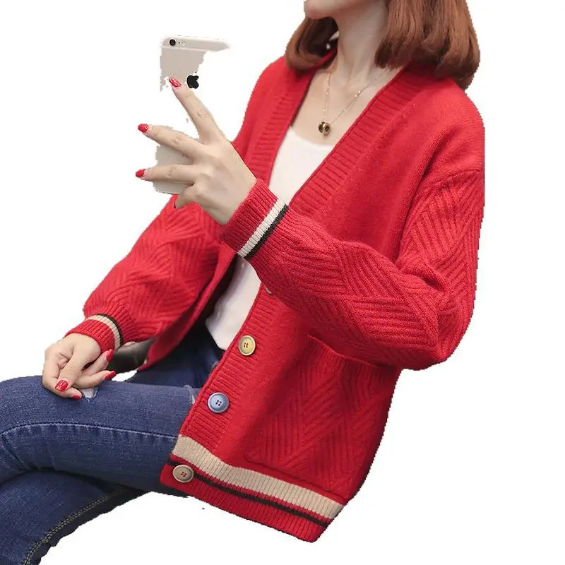 Women Knitwear Jacket Black Winter Loose Korean Style - Image 11