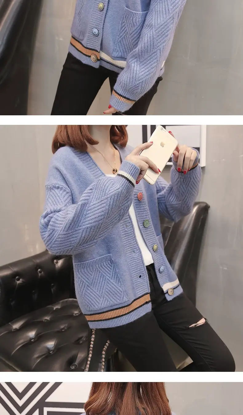 Women Knitwear Jacket Black Winter Loose Korean Style — feature 10