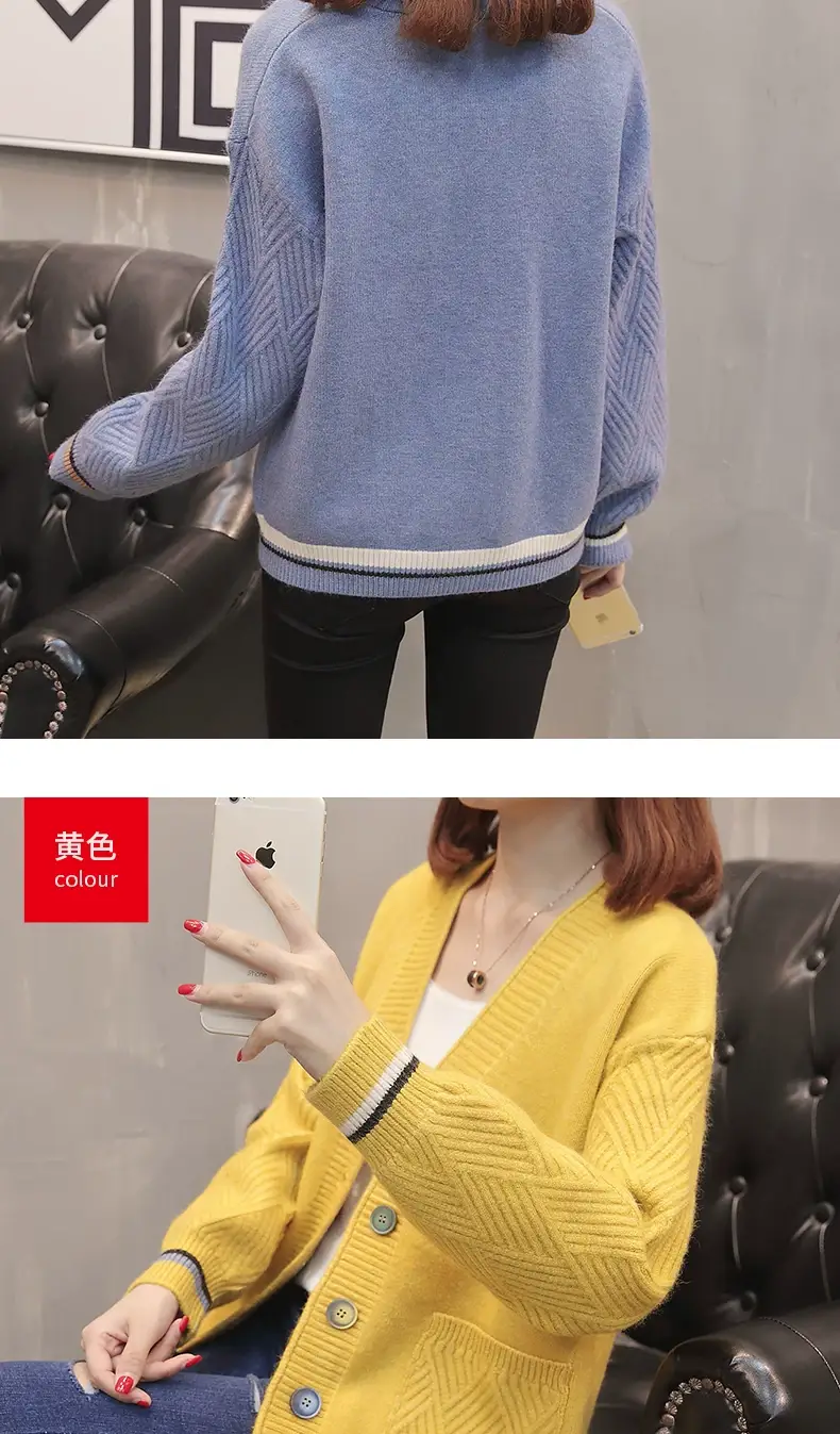 Women Knitwear Jacket Black Winter Loose Korean Style — feature 11