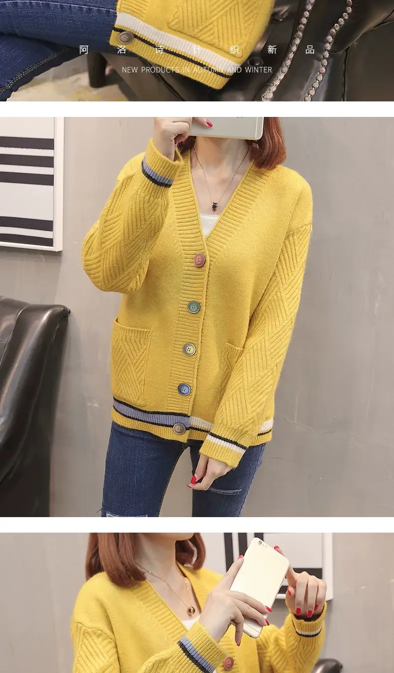 Women Knitwear Jacket Black Winter Loose Korean Style — feature 12