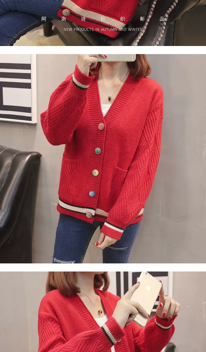 Women Knitwear Jacket Black Winter Loose Korean Style — feature 17